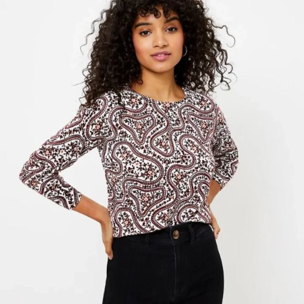 NWT LOFT‎ Women's Geo Floral Sweater